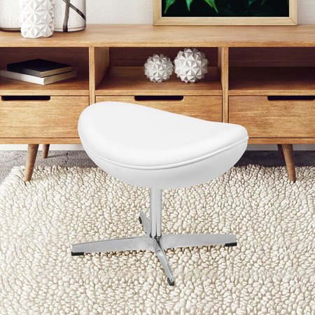 Flash Furniture Rally White LeatherSoft Saddle Wing Ottoman ZB-WING-WH-OTT-LEA-GG